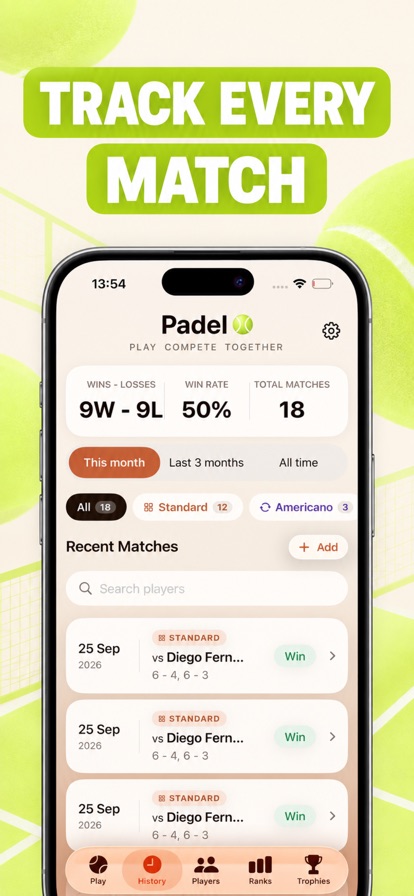 Padel Scoreboard app screenshot